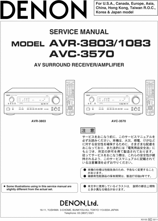 Product picture service manual Denon AVR-3803